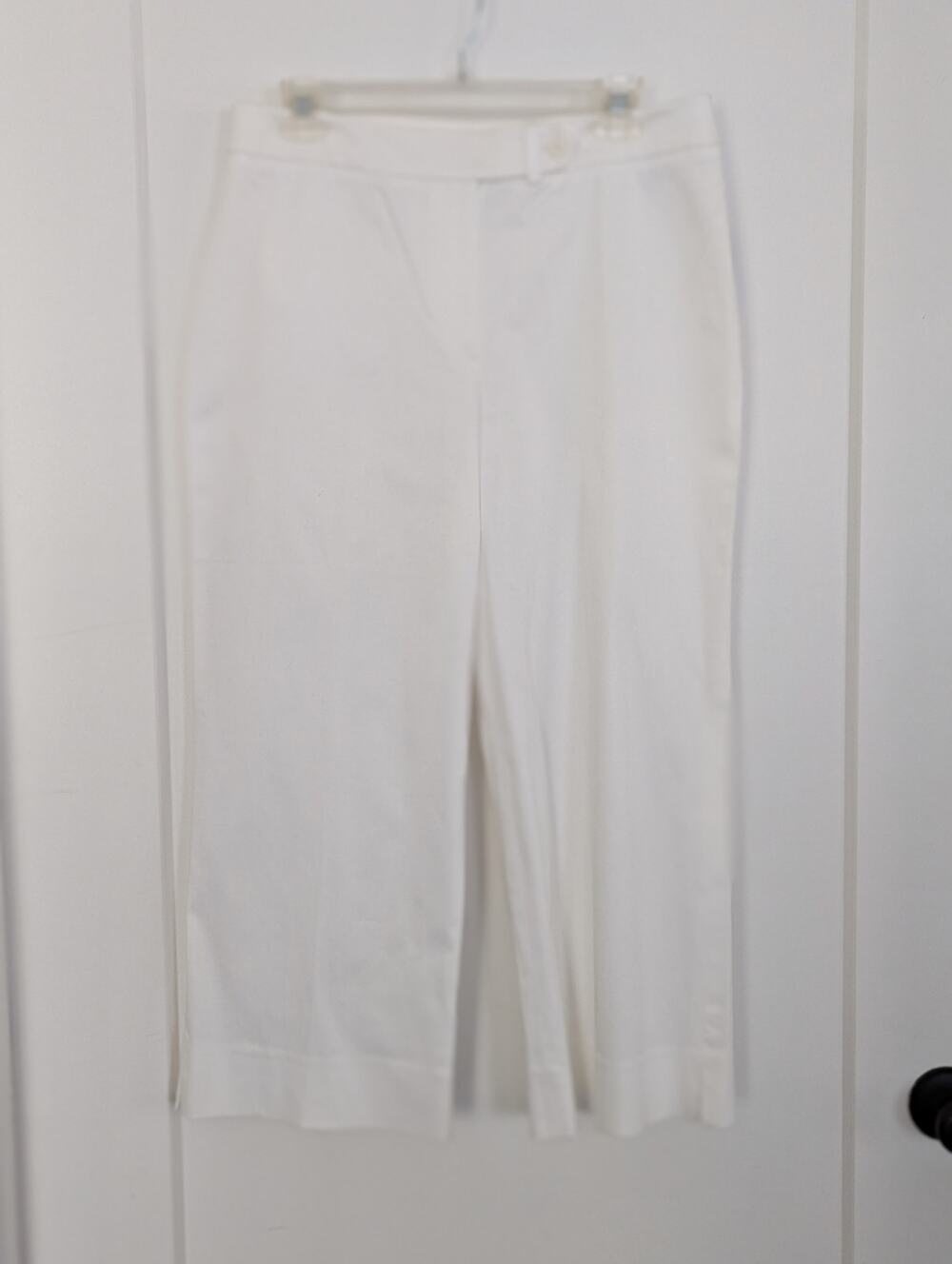 Jones New York Signature 8 White Wide Leg Cropped Pant Casual Chic NWT